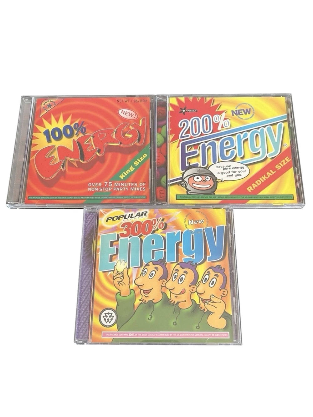 90s Dance Compilation CDs 100% 200% 300% Energy Electronic Techno Pop Lot of 3